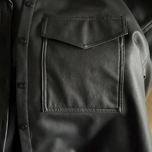 Tibi Faux Leather Shirt Jacket